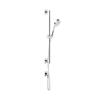 Gessi Emporio Shower barre de douche avec alimentation de l’eau murale, douchette anticalcaire et flexible de raccordement 1,50 m, trois jets chromé