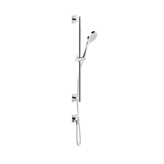 Gessi Emporio Shower barre de douche avec alimentation de l’eau murale, douchette anticalcaire et flexible de raccordement 1,50 m, trois jets chromé