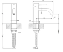 Gessi Flessa Mitigeur lavabo, sans vidage, avec flexibles de raccordement. Noir XL