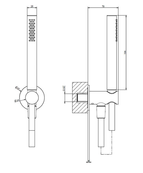 Gessi Shower Sets 316 Ensemble comprenant: sortie coudée murale, douchette anticalcaire et flexibles 1,50 m. Warm Bronze Br. PVD