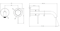 Gessi Flessa Parties apparentes mitigeur lavabo mural avec bec long sans vidage Noir XL