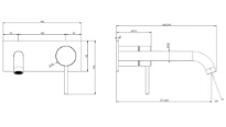 GESSI Flessa Parties apparentes mitigeur lavabo mural avec bec long sans vidage Noir XL