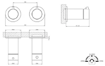 Gessi Shower316 Parties apparentes pour mitigeur thermostatique douche mural 2 sorties. Noir XL
