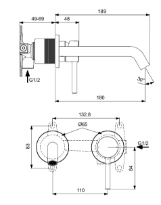 Ideal Standard Ceraline mitigeur mural pour lavabo, bec 204 mm, kit 2, pour A5948NU chromé