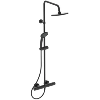 Ideal Standard Ceratherm T25 Douchesysteem met Ceratherm T25, handdouche IdealRain 100 mm met 1 functie, 8 l/min, hoofddouche IdealRain 200 mm, 12 l/min en IdealFlex 1750 mm - Silk black