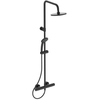 Ideal Standard Ceratherm T25 Douchesysteem Flex met CeraTherm T25, handdouche IdealRain 100 mm met 1 functie, 8 l/min, hoofddouche IdealRain 200 mm, 12 l/min en IdealFlex 1750 mm. Met uitschuifbare stang bij installatie. - Silk black
