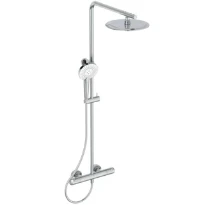 Ideal Standard Ceratherm T50 système de douche : douche de tête platte ronde 25 + douchette sur barre + vanne thermostatique T50 chromé