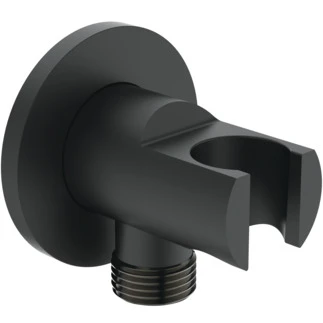 Ideal Standard IdealRain support pour douchette avec coude intégré mural rond - Silk black