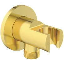Ideal Standard IdealRain support pour douchette avec coude intégré mural rond - Brushed Gold