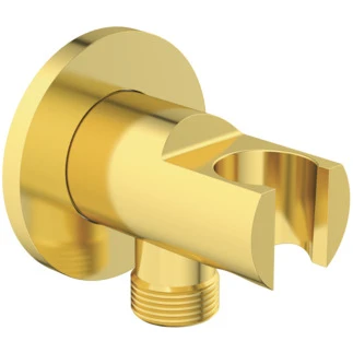 Ideal Standard IdealRain handdouchehouder met geïntegreerde muuraansluitbocht rond - Brushed Gold