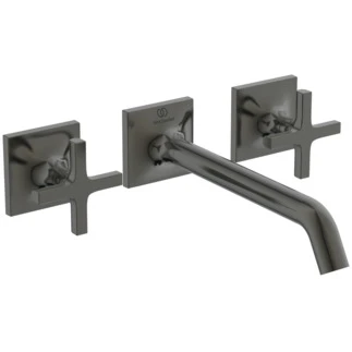 Ideal Standard Joy Neo set de finition pour modèle encastré mitigeur mural - bec 209 mm - 3-trous rosace - croisillon - Brushed Gun Metal