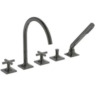 Ideal Standard Joy Neo rob bain/douche 5-trous avec écoulement  poignée en croix Brushed Gun metal