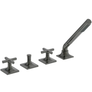 Ideal Standard Joy Neo rob bain/douche 4-trous remplissage via trop plein poignée en croix Brushed Gun metal