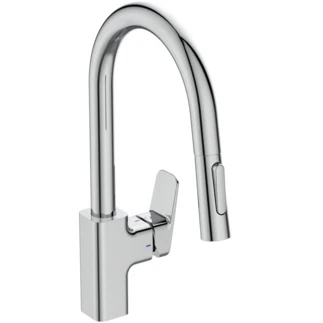 Ideal Standard Ceraplan Kitchen Mitigeur de cuisine avec bec haut et douchette extractible 2F avec BlueStart Technology - chromé