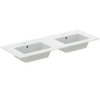 Ideal Standard Tempo vanity double lavabo 1215 x 455 mm - blanc - 2 trous de robinet - avec trop-plein