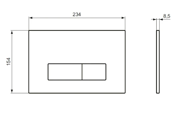 IDEAL STANDARD Oleas M2 plaque de commande 2F commande mechanique avec Smartflush angles droits Blanc