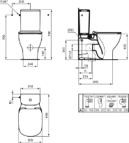 Ideal Standard Tesi cuvette à poser Aquabtiroir sortie H - blanc - L360xD660 mm