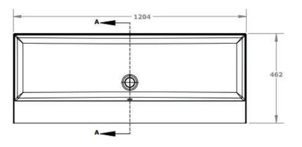 Detremmerie No Limit 45 wastafel 26 1204 x 462 mm - 1 waskom - wit mat - keramiek - 2 kraangaten - met overloop