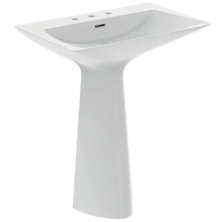 Ideal Standard Tipo-Z lavabo sur pied monobloc 740 x 470 mm - blanc mat - 3 trous de robinet - avec trop-plein