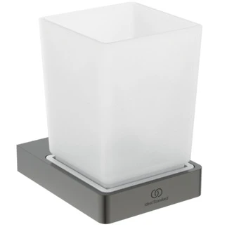 Ideal Standard Conca Porte-gobelet+verre conception carrée - Brushed Gun Metal