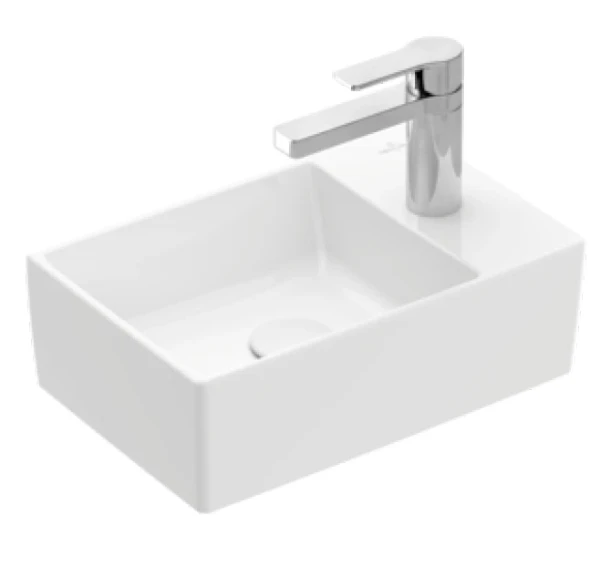 Villeroy & Boch Memento 2.0 handenwasser 400 x 260 mm - wit - met kraangat - zonder overloop - geslepen