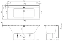 Villeroy & Boch Collaro baignoire acrylique 1700 x 750 mm - Stone White - vidange du bain Black Matt