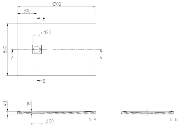 Villeroy & Boch Planeo receveur de douche rectangulaire 1200 x 800 x 40 mm - Nature Creme