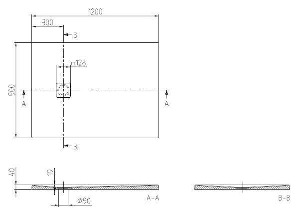 Villeroy & Boch Planeo douchebak 1200 x 900 x 40 mm - wit
