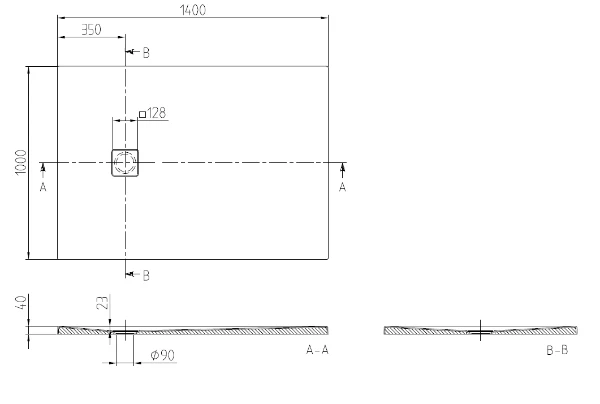Villeroy & Boch Planeo receveur de douche rectangulaire 1400 x 1000 x 40 mm - Nature Anthracite