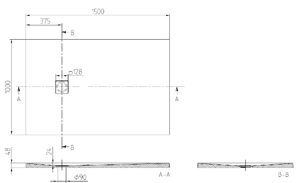 Villeroy & Boch Planeo receveur de douche rectangulaire 1500 x 800 x 48 mm - Stone White