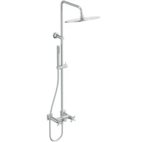 Ideal Standard Joy Neo systeme de douche avec rob douche poignée en croix, IdealRain douchette à main avec 1 fonction, 8 l/min, douche de tête Ø 300 mm, 12 l/min en IdealFlex 1750 mm. chromé