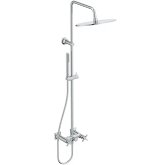 Ideal Standard Joy Neo systeme de douche avec rob douche poignée en croix, IdealRain douchette à main avec 1 fonction, 8 l/min, douche de tête Ø 300 mm, 12 l/min en IdealFlex 1750 mm. chromé