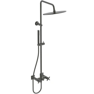 Ideal Standard Joy Neo systeme de douche avec rob douche poignée en croix, IdealRain douchette à main avec 1 fonction, 8 l/min, douche de tête Ø 300 mm, 12 l/min en IdealFlex 1750 mm. Brushed Gun meta
