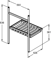 Ideal Standard Conca ensemble de pieds pour lavabo avec tablette 560 x 428 x 836 mm - chrome