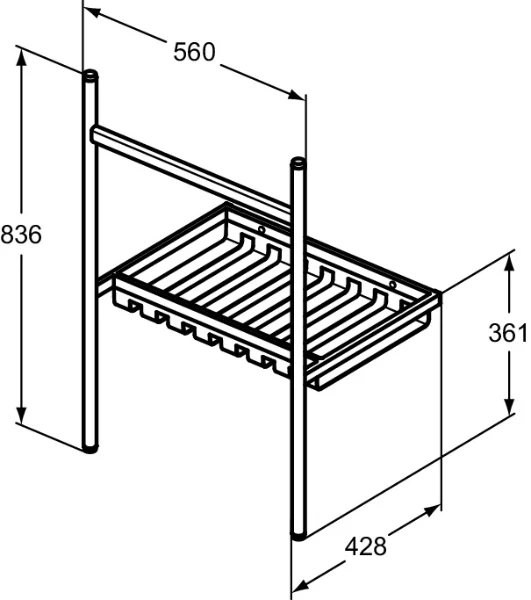 Ideal Standard Conca ensemble de pieds pour lavabo avec tablette 560 x 428 x 836 mm - chrome