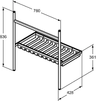 Ideal Standard Conca ensemble de pieds pour lavabo avec tablette 760 x 428 x 836 mm - chrome