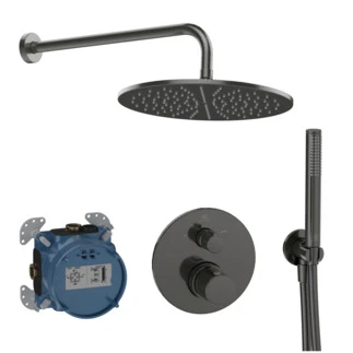 Ideal Standard Ceratherm T100 PACK ALL-IN-One système de douche encastré avec Ceratherm T100 partie apparente, partie encastrée Easy-box, IdealRain bras pour douche de tête 400 mm, douche de tête 300 