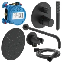 Ideal Standard Ceratherm T100 PACK ALL-IN-One système de douche encastré avec Ceratherm T100 partie apparente, partie encastrée Easy-box, IdealRain bras pour douche de tête 400 mm, douche de tête 300 