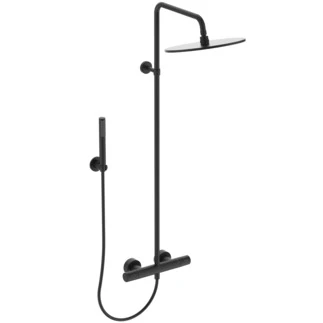 Ideal Standard Ceratherm T25 Douchesysteem met CeraTherm T25, muuraansluitbocht met IdealRain staafhanddouche met 1 functie, 8 l/min, hoofddouche IdealRain 300 mm, 12 l/min en IdealFlex 1750 mm - Silk black
