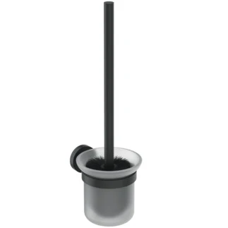 A9119XG Ideal Standard IOM toiletborstel, wit glas, rond design - Silk black