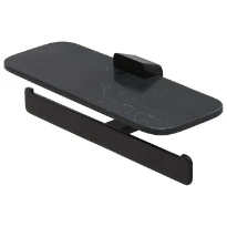 Geesa Shift porte-rouleau double avec tablette noir mate apect marbre - Black