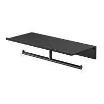 Geesa Leev tablette de salle de bains 28 cm avec porte-rouleau papier toilette sans rabat double - black/black