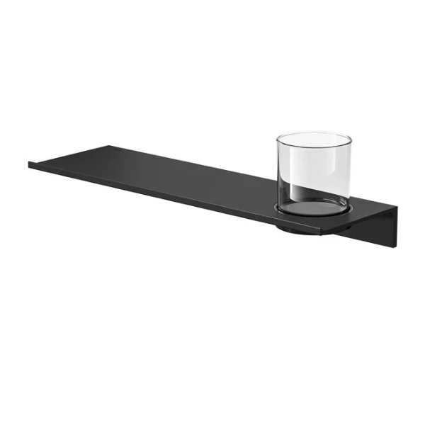 Geesa Leev tablette de salle de bains 40 cm avec verre - black/black