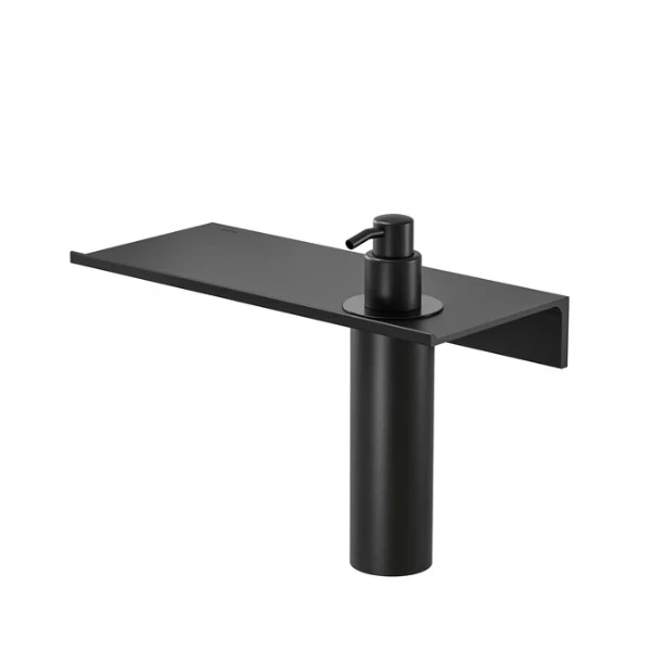 Geesa Leev tablette de salle de bains 40 cm avec distributeur de savon 200 ml - black/black