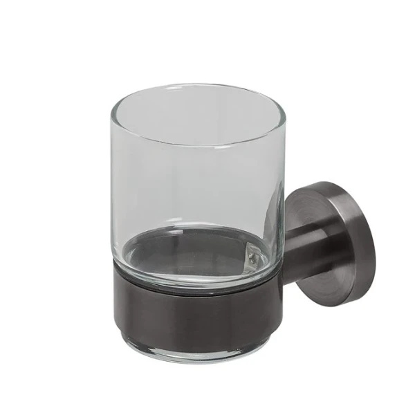 Geesa Nemox porte-verre avec verre - Brushed Metal