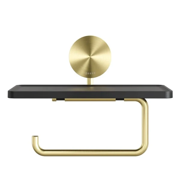 Geesa Opal porte-rouleau papier toilette avec tablette - Brushed Gold