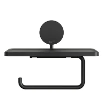 Geesa Opal porte-rouleau papier toilette avec tablette - Black
