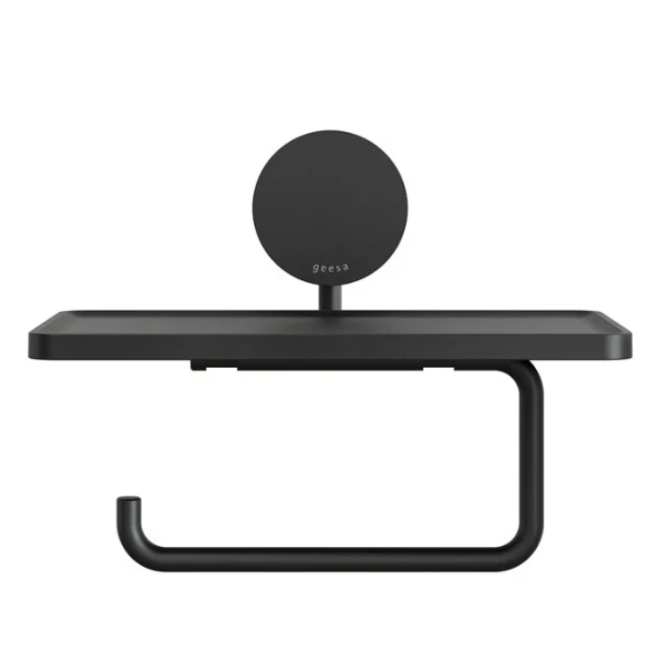 Geesa Opal toiletrolhouder met planchet - Black