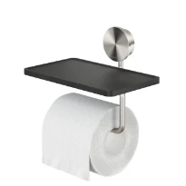 Geesa Opal porte-rouleau papier toilette avec tablette - Brushed Stainless Steel