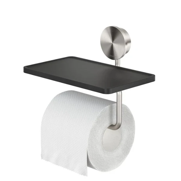 Geesa Opal porte-rouleau papier toilette avec tablette - Brushed Stainless Steel